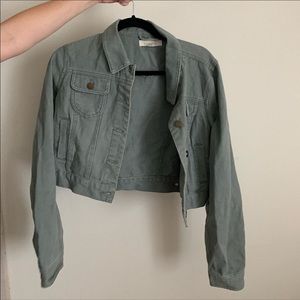 21 denim cropped army green jean jacket